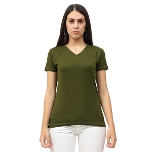 fleximaa women39s cotton plain v neck half sleeve t-shirt
