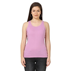 FLEXIMAA Womens Cotton Plain Round Neck Sleeveless
