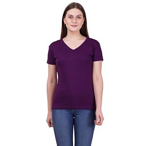 fleximaa women39s cotton plain v neck half sleeve t-shirt