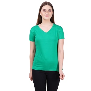 fleximaa women39s cotton plain v neck half sleeve t-shirt