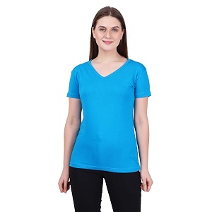 fleximaa women39s cotton plain v neck half sleeve t-shirt