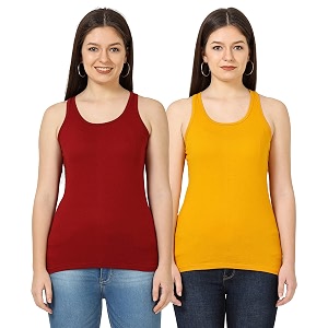 fleximaa women39s cotton plain round neck sleeveless t-shirt