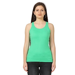 FLEXIMAA Womens Cotton Plain Round Neck Sleeveless