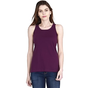 FLEXIMAA Womens Cotton Plain Round Neck Sleeveless