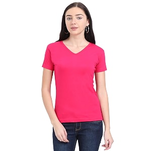 fleximaa women39s cotton plain v neck half sleeve t-shirt