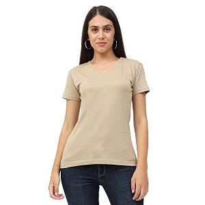 fleximaa women39s cotton plain v neck half sleeve t-shirt