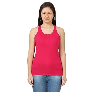 FLEXIMAA Womens Cotton Plain Round Neck Sleeveless