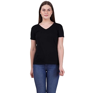 fleximaa women39s cotton plain v neck half sleeve t-shirt