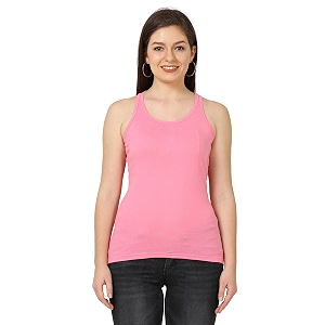 FLEXIMAA Womens Cotton Plain Round Neck Sleeveless