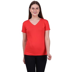 fleximaa women39s cotton plain v neck half sleeve t-shirt