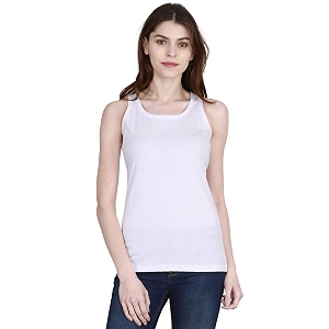 FLEXIMAA Womens Cotton Plain Round Neck Sleeveless
