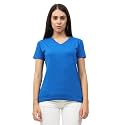 FLEXIMAA Women's Cotton Plain V Neck Half Sleeve T-Shirt
