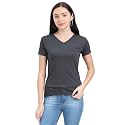 FLEXIMAA Women's Cotton Plain V Neck Half Sleeve T-Shirt