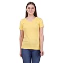 FLEXIMAA Women's Cotton Plain V Neck Half Sleeve T-Shirt