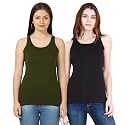 FLEXIMAA Women39s Cotton Plain Round Neck Sleeveless