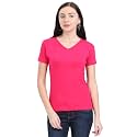 FLEXIMAA Women's Cotton Plain V Neck Half Sleeve T-Shirt