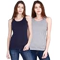 FLEXIMAA Women39s Cotton Plain Round Neck Sleeveless