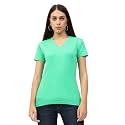 FLEXIMAA Women's Cotton Plain V Neck Half Sleeve T-Shirt
