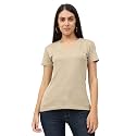 FLEXIMAA Women's Cotton Plain V Neck Half Sleeve T-Shirt