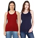 FLEXIMAA Women39s Cotton Plain Round Neck Sleeveless
