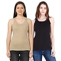 FLEXIMAA Women39s Cotton Plain Round Neck Sleeveless