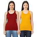 FLEXIMAA Women39s Cotton Plain Round Neck Sleeveless
