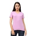 FLEXIMAA Women's Cotton Plain V Neck Half Sleeve T-Shirt