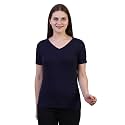 FLEXIMAA Women's Cotton Plain V Neck Half Sleeve T-Shirt