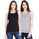 FLEXIMAA Women39s Cotton Plain Round Neck Sleeveless