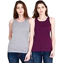 FLEXIMAA Women39s Cotton Plain Round Neck Sleeveless