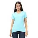 FLEXIMAA Women's Cotton Plain V Neck Half Sleeve T-Shirt