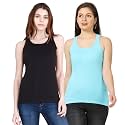 FLEXIMAA Women39s Cotton Plain Round Neck Sleeveless