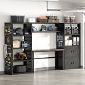 FLEXIMOUNTS 117"L Modular Garage Storage Cabinet with Workbench, Black