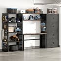 FLEXIMOUNTS 117" L Modular Garage Storage Cabinet with Workbench, Black