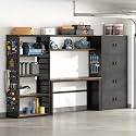 FLEXIMOUNTS 117" L Modular Garage Storage Cabinet with Workbench, Black