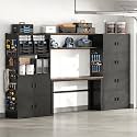 FLEXIMOUNTS 117"L Modular Garage Storage Cabinet with Workbench, Black