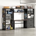 FLEXIMOUNTS 117"L Modular Garage Storage Cabinet with Workbench, Black