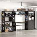 FLEXIMOUNTS 129"L Modular Garage Storage Cabinet with Workbench, Black