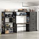 FLEXIMOUNTS 129"L Modular Garage Storage Cabinet with Workbench, Black
