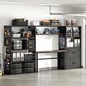 FLEXIMOUNTS 129" L Modular Garage Storage Cabinet with Workbench, Black