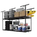 FLEXIMOUNTS 3x8 2-Tier Overhead Ceiling Garage Storage Rack, Black