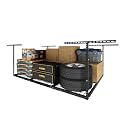 FLEXIMOUNTS 4x6 Overhead Garage Ceiling Storage Rack Organization, Black
