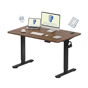 flexispot supergo se1 height adjustable table  anti-collision detection  5y warranty  80 kg  standing desk black-walnut 120x75cm