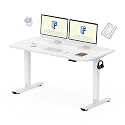 FLEXISPOT SuperGo SE1 Height Adjustable Table | Anti-Collision Detection | 5Y Warranty | 80 KG | Standing Desk (White-White, 160x75CM)