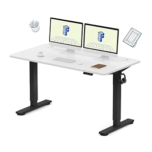 flexispot supergo se1 height adjustable table  anti-collision detection  5y warranty  80 kg  standing desk black-white 160x75cm
