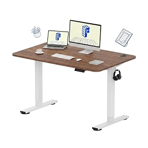 flexispot supergo se1 height adjustable table  anti-collision detection  5y warranty  80 kg  standing desk white-walnut 120x75cm