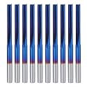 flexman 10Pcs 3.175X22 Double Flute Straight Milling Cutter Set, Cemented Carbide Milling Cutter with Blue Coating for Processing Wood MDF Acrylic PVC EVA