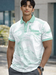 FLEXOTIC Printed Men White Light Green T-Shirt
