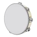 Flexzion 10-Inch Wood Tambourine for Adults, Double Row Jingles, Red