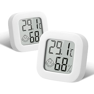 flintronic 2pcs room thermometer hygrometer indoor mini digital temperature humidity meter gauge accurate hygrometer with clear lcd display and face icons for home babyofficegardenwith battery